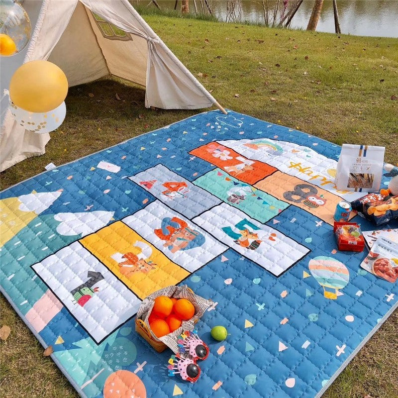 Net Red Black And White Wave Point Outdoor Moisture-Proof Mat Picnic Mat Lawn Cloth Girlfriends Spring Outing Mat Tent Beach Waterproof