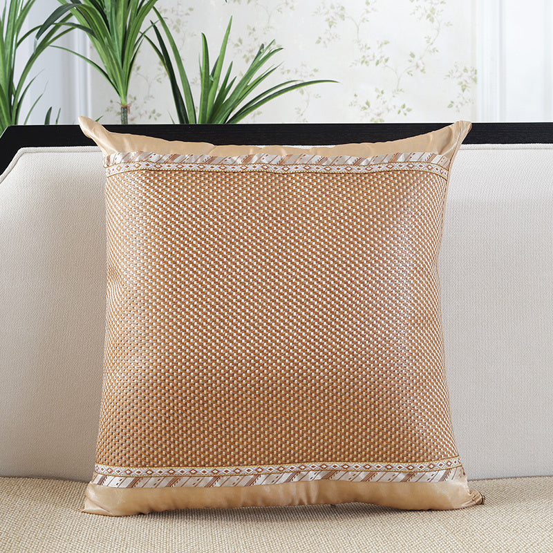 Summer Ice Rattan Double-Sided Mat Hug Pillowcase Summer Sofa Mat Cushion Cover Rattan Seat Back Cushion Cover Without Core