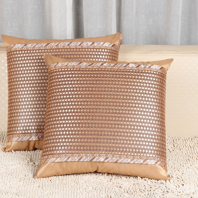 Summer Ice Rattan Double-Sided Mat Hug Pillowcase Summer Sofa Mat Cushion Cover Rattan Seat Back Cushion Cover Without Core