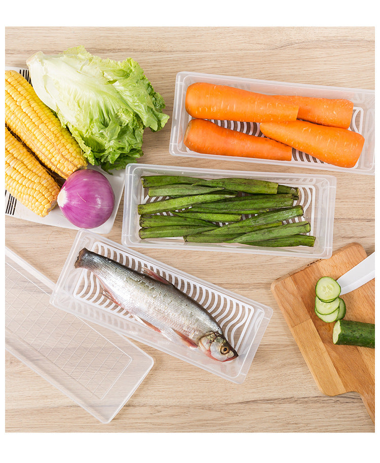 Kitchen Drain Preservation Box Plastic Small Fish Box Seafood Vegetable Rectangular Refrigerator Storage Box Manufacturer