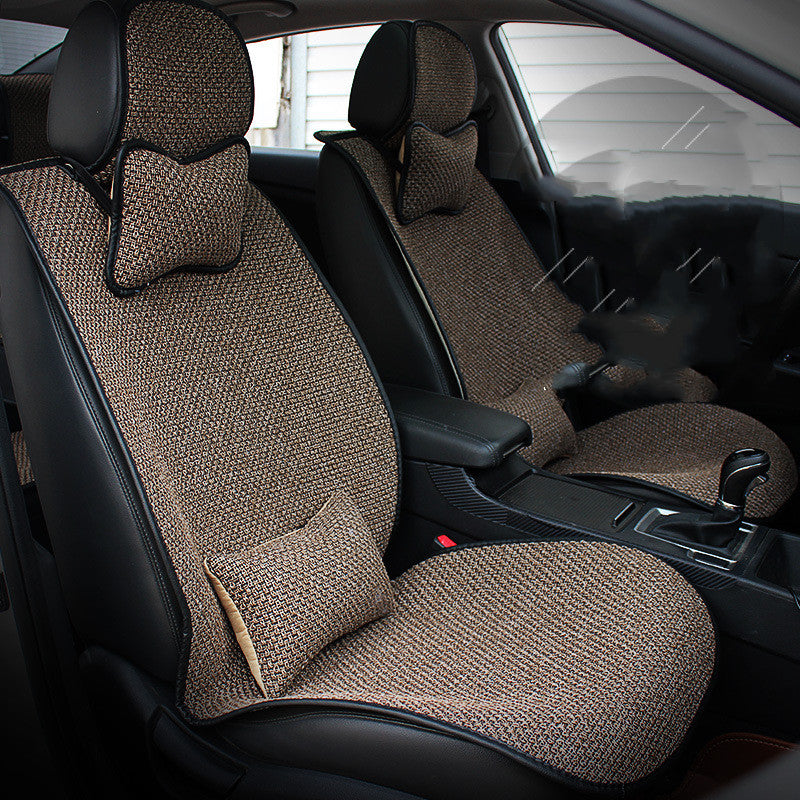 Car Cushion Four Seasons General Flax Cushion Small Waist Cushion All Inclusive No Binding Summer Cool CushionFour Seasons Cushion