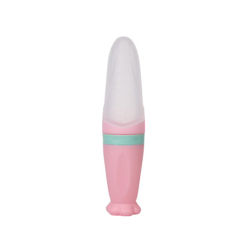 Baby Silicone Rice Cereal Spoon Milk Bottle Squeeze Feeding Spoon Child Complementary Food Spoon Rice Cereal Feeder Rice Cereal Silicone Bottle