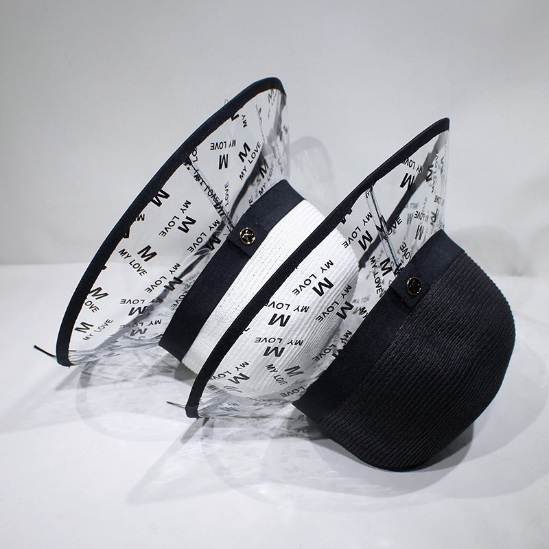 Transparent Brim Sunshade Straw Hat Fisherman Hat Female Summer Outing Sunscreen Versatile Basin Hat Foldable Sun Hat