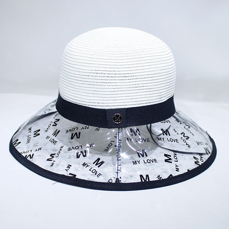 Transparent Brim Sunshade Straw Hat Fisherman Hat Female Summer Outing Sunscreen Versatile Basin Hat Foldable Sun Hat