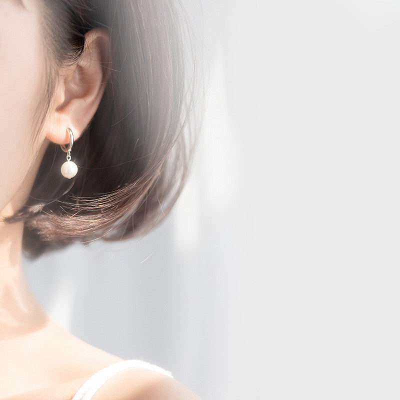 Sweet Shell Beads Synthetic Pearl Earrings Short Earrings