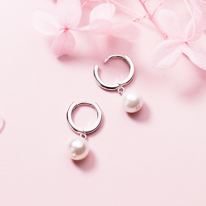 Sweet Shell Beads Synthetic Pearl Earrings Short Earrings