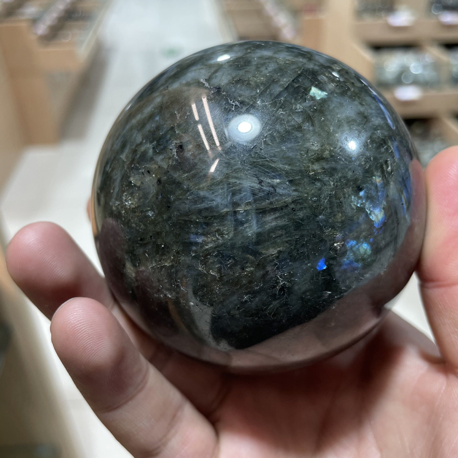 Natural Labradorite Ball Gray Moonstone Rough Hand Polished And Polished