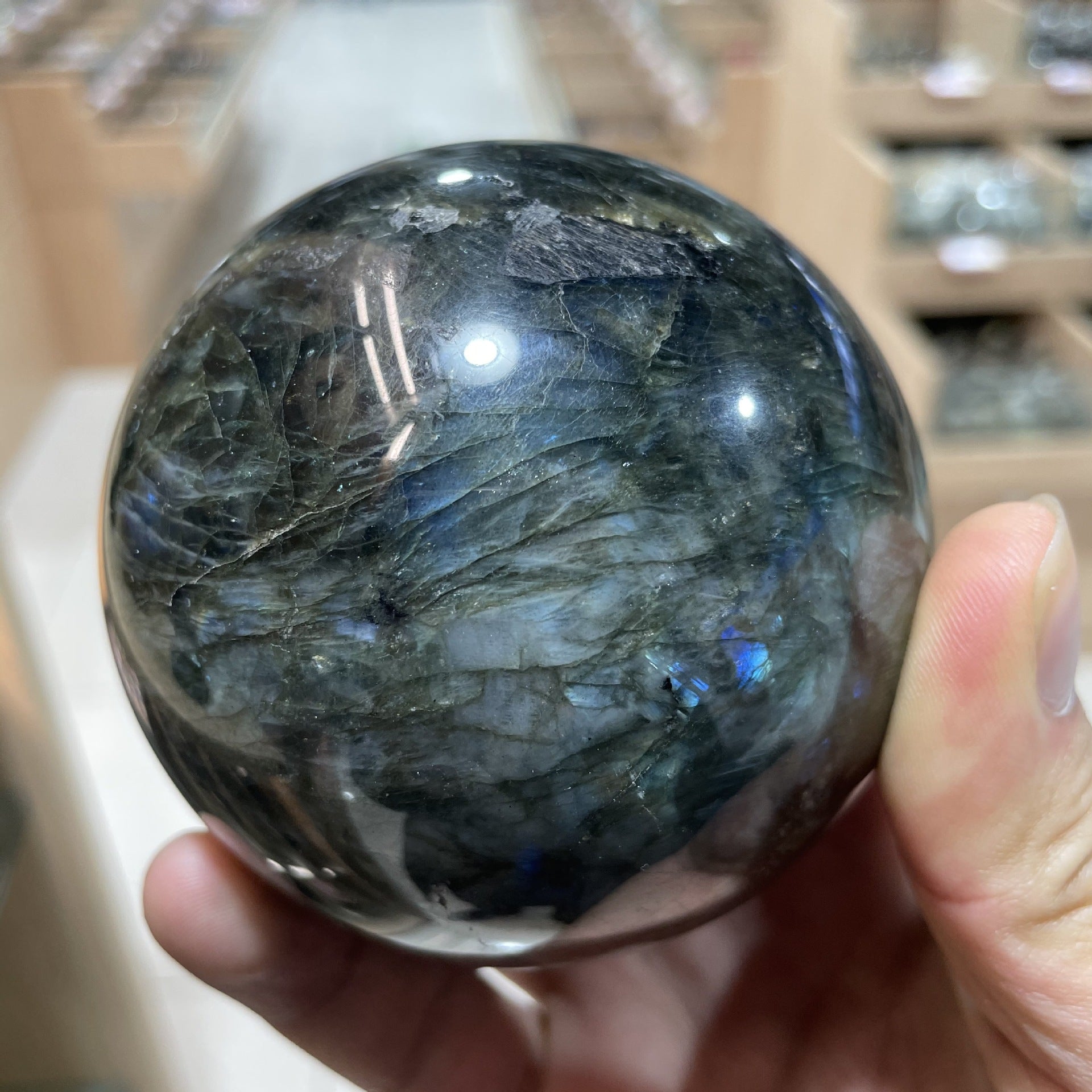 Natural Labradorite Ball Gray Moonstone Rough Hand Polished And Polished