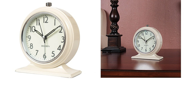 Large Alarm Clock Silent Bedside Retro Desktop Living Room Clock Pendulum