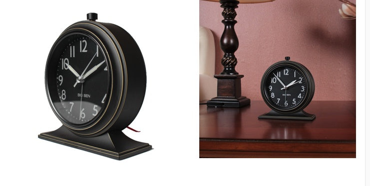 Large Alarm Clock Silent Bedside Retro Desktop Living Room Clock Pendulum