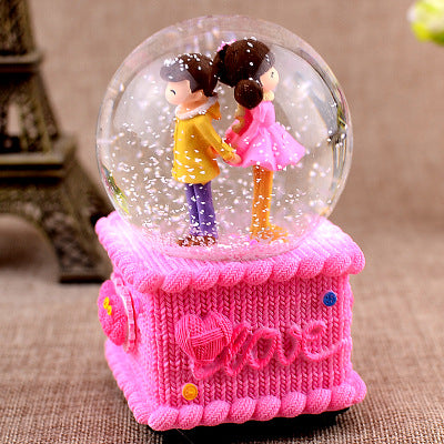Boîte à Musique Lumineuse Ours Lavande Flocon de Neige Boule de Cristal Cadeau de Saint-Valentin Fête des Enfants Étudiant Petite Amie