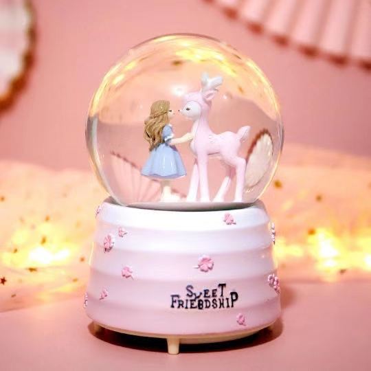Boîte à Musique Lumineuse Ours Lavande Flocon de Neige Boule de Cristal Cadeau de Saint-Valentin Fête des Enfants Étudiant Petite Amie