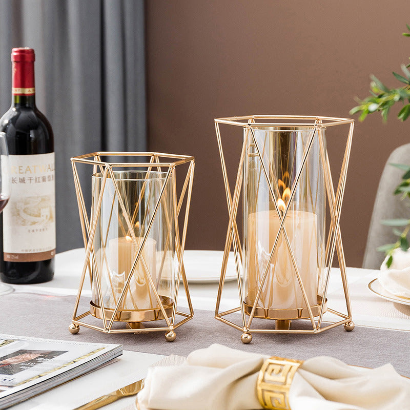 European Style Iron Candle Holder Romantic Home Candlelight Dinner Props Nordic Table Decorations