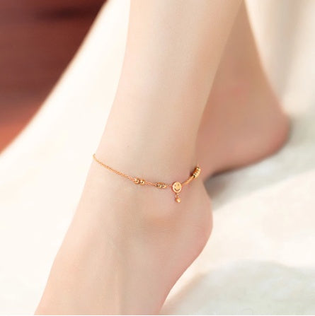 Bracelet de cheville coréen The Smile pour femme, frais, été, bijoux de cheville, cadeau pour petites amies, mode, perles smiley, zircon