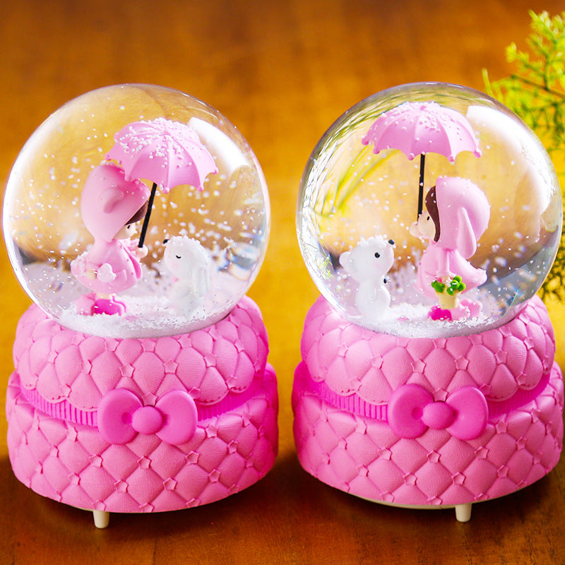 Boîte à Musique Lumineuse Ours Lavande Flocon de Neige Boule de Cristal Cadeau de Saint-Valentin Fête des Enfants Étudiant Petite Amie