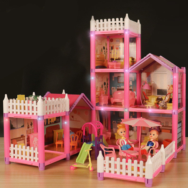 Toy Girl Princess Castle Villa Hut Children Play House Toy Girl Simulation Room Doll House Gift