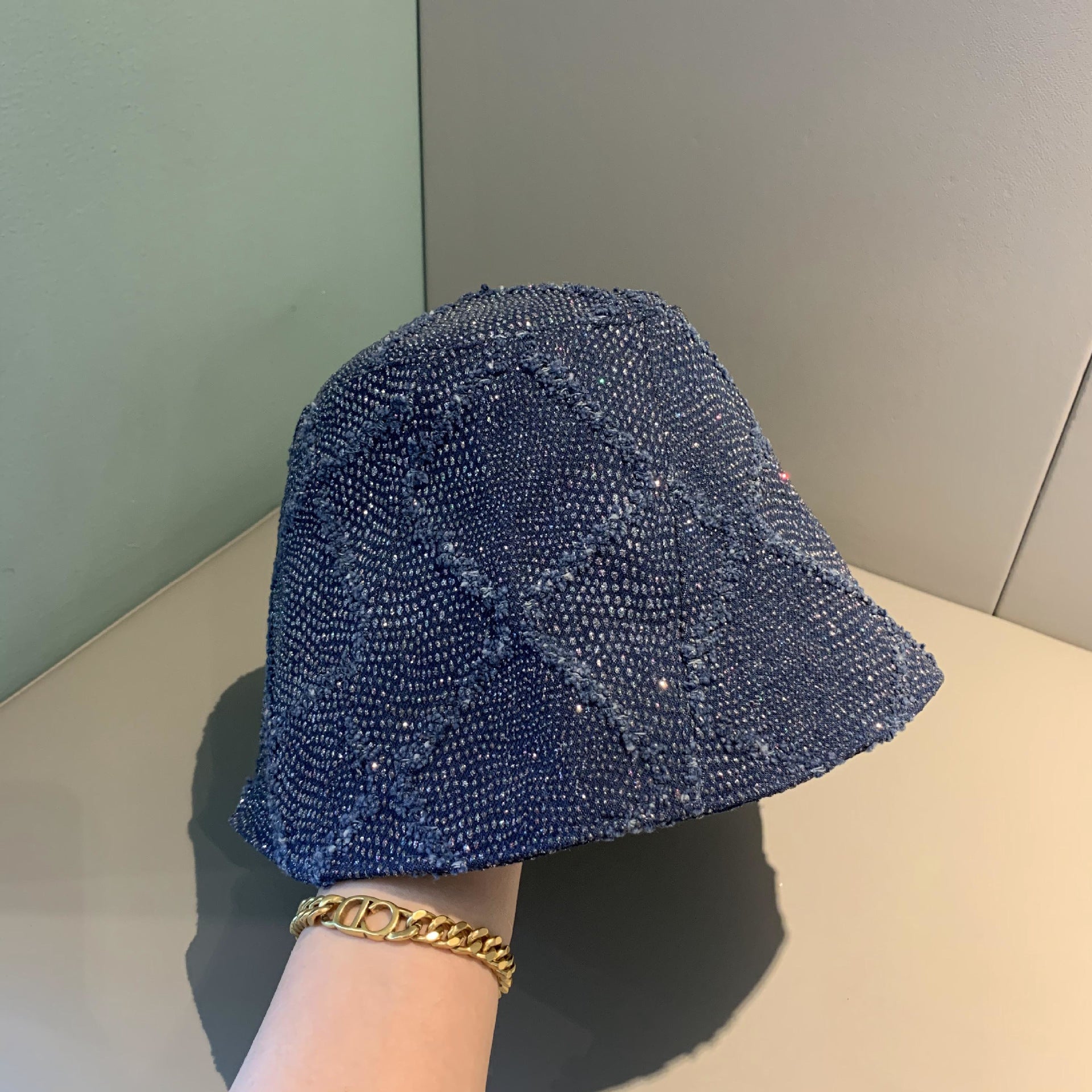Rhinestone Solid Color Fisherman Hat