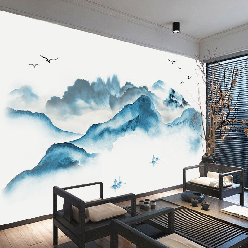 Chinese Style Ink Painting Wallpaper Self Adhesive Living Room