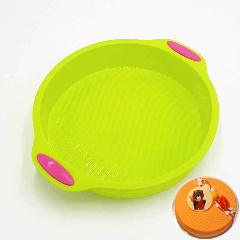 Two-Piece Silicone Mold Set, Two-Color Double Ears 9-Inch Round Cake Mold, Toast Tray, Baking Tools
