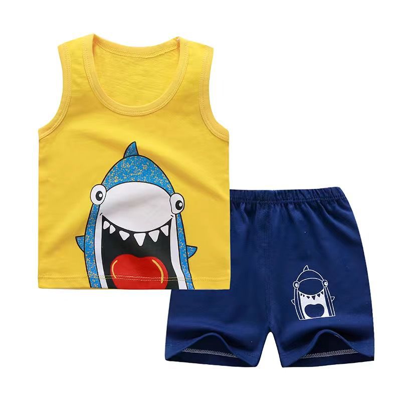 Children'S Vest With Suit Of Pure Cotton In Summer