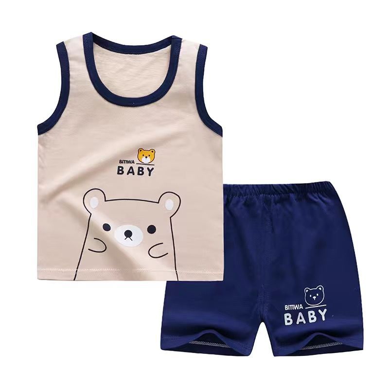 Children'S Vest With Suit Of Pure Cotton In Summer