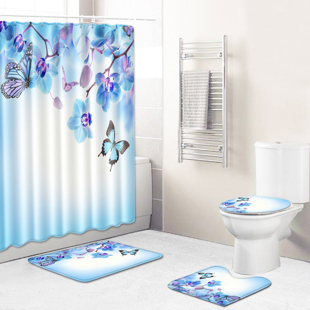 Butterfly Series Cross-border Floor Mat Shower Curtain Bathroom Non-slip Mat