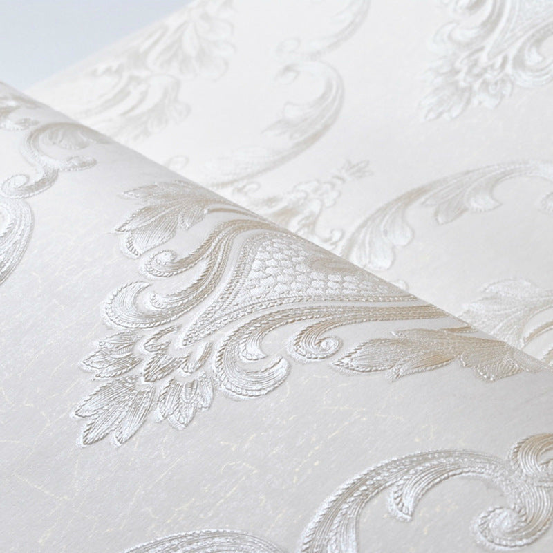 Modern Minimalist Embossed Wallpaper Bedroom Living Room Background Floral Pattern 3D Texture Damask Wallpaper