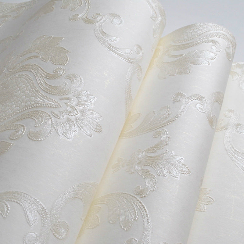 Modern Minimalist Embossed Wallpaper Bedroom Living Room Background Floral Pattern 3D Texture Damask Wallpaper