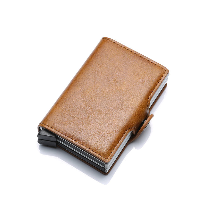Portefeuille RFID en cuir PU Crazy Horse pour homme, mini pince à billets, porte-cartes de crédit et d'identité