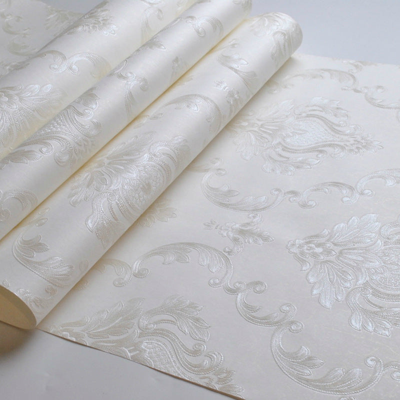 Modern Minimalist Embossed Wallpaper Bedroom Living Room Background Floral Pattern 3D Texture Damask Wallpaper