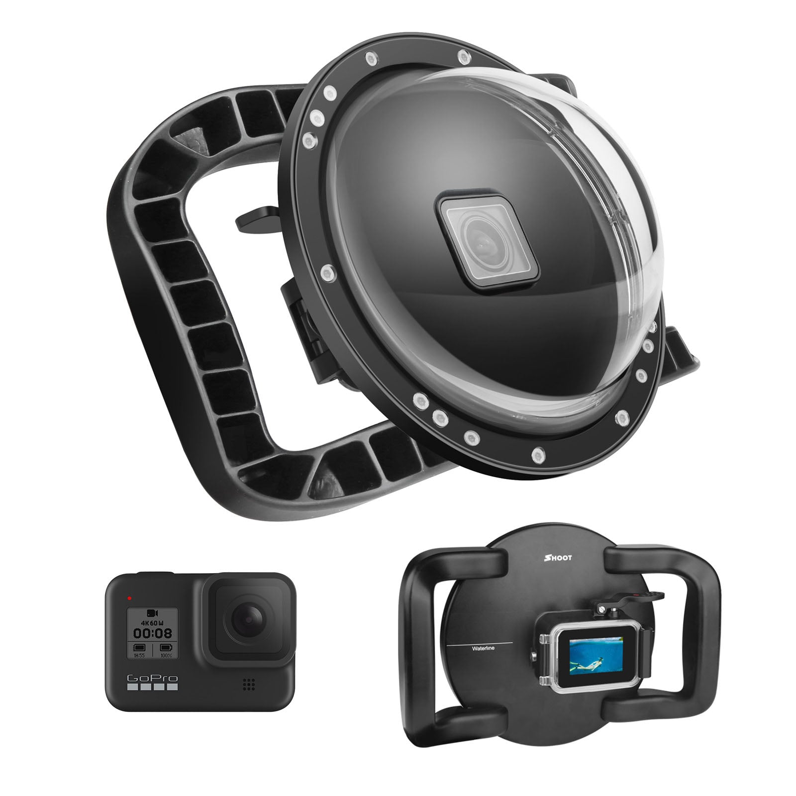 Pour masque de plongée GoPro8, couvercle de lentille de surface d'eau, protection étanche de surface en œil de poisson pour Hero8