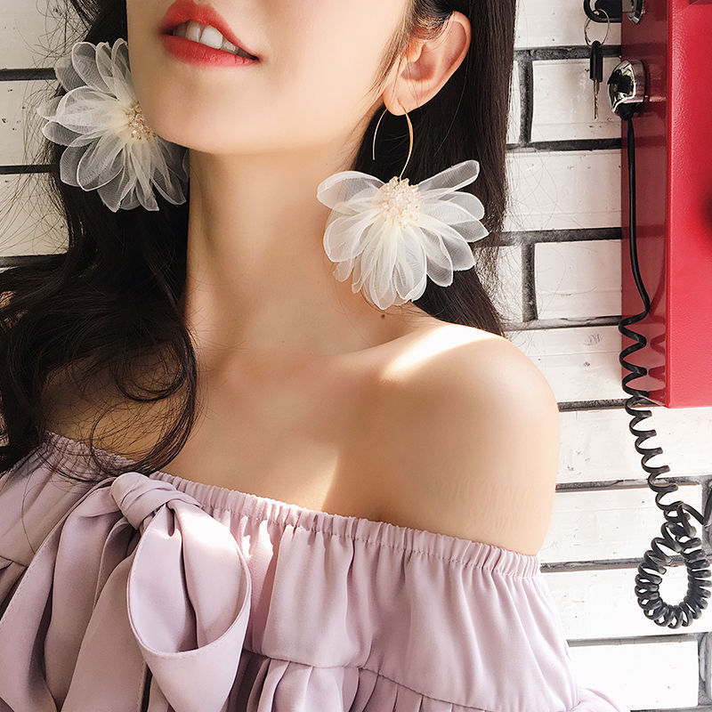 Super Fairy Flower Earrings Pearl Tassel Long Earrings