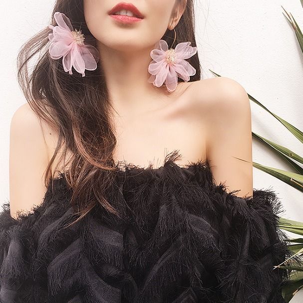 Super Fairy Flower Earrings Pearl Tassel Long Earrings