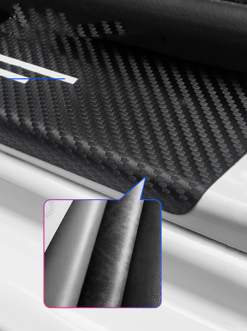 Car Door Threshold Strip Car Standard Carbon Fiber Leather Protector