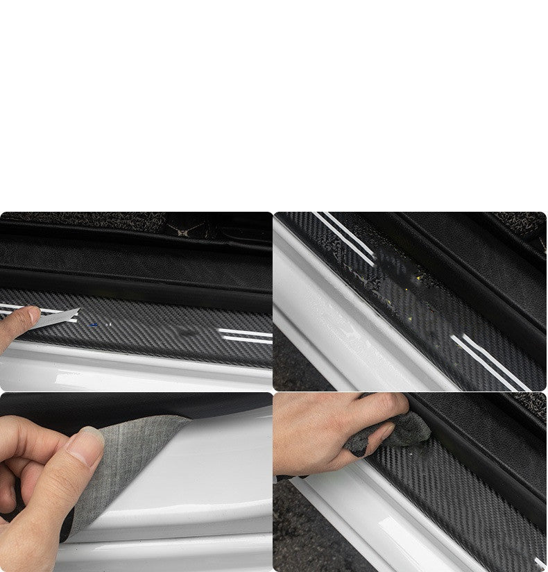 Car Door Threshold Strip Car Standard Carbon Fiber Leather Protector