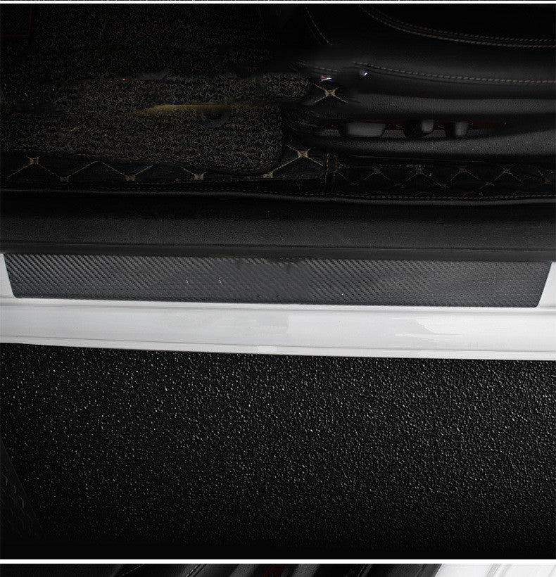 Car Door Threshold Strip Car Standard Carbon Fiber Leather Protector