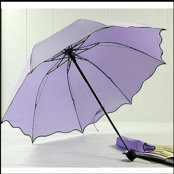 Folding Arched Ruffled Mirror Color UV Protection Umbrella Sun Protection Sun Umbrella