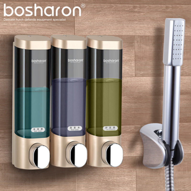 Hotel Soap Dispenser Free Punch Wall-Mounted Manual Press Toilet Hand Soap Box Hotel Shampoo Shower Gel