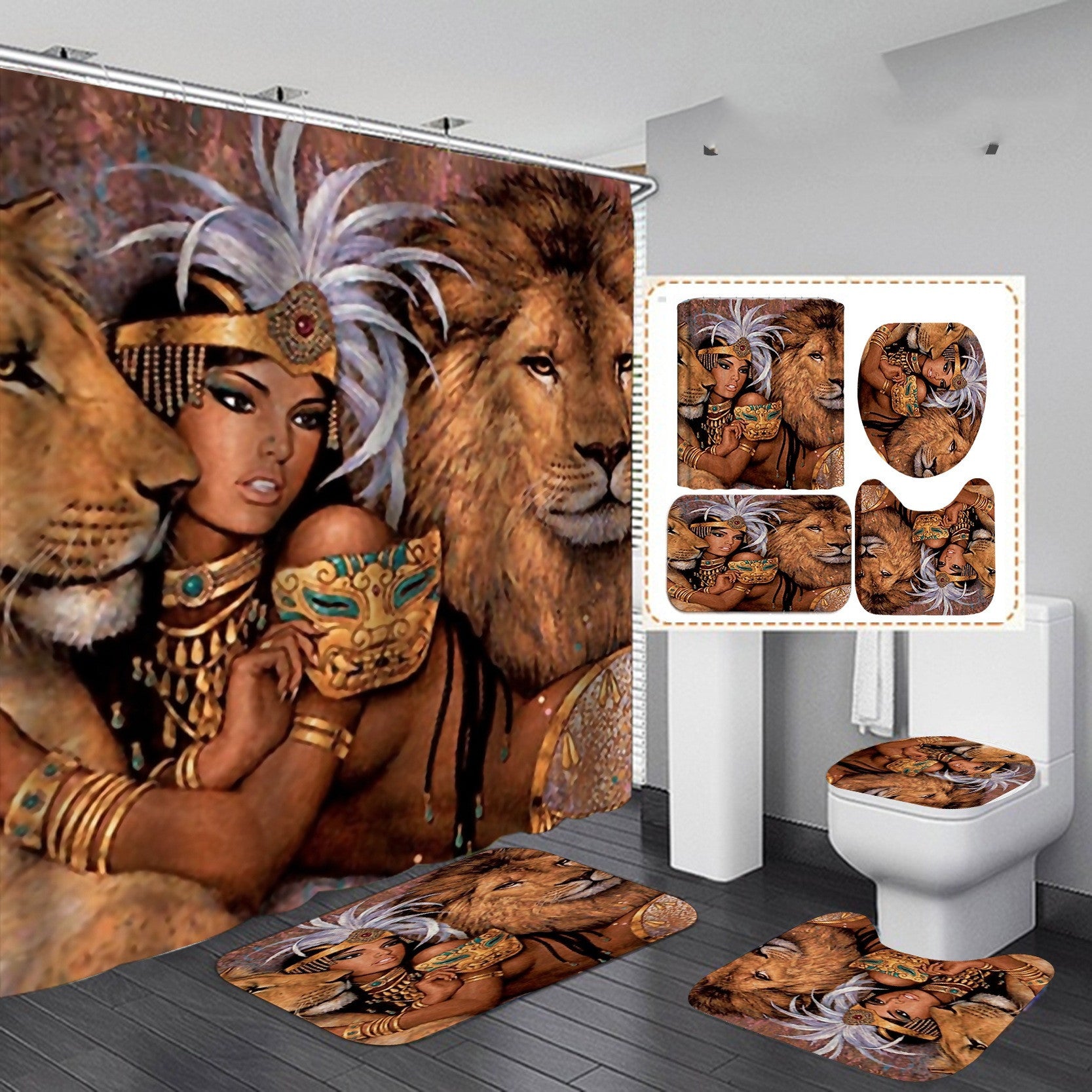 Digital Printing Waterproof Polyester Shower Curtain