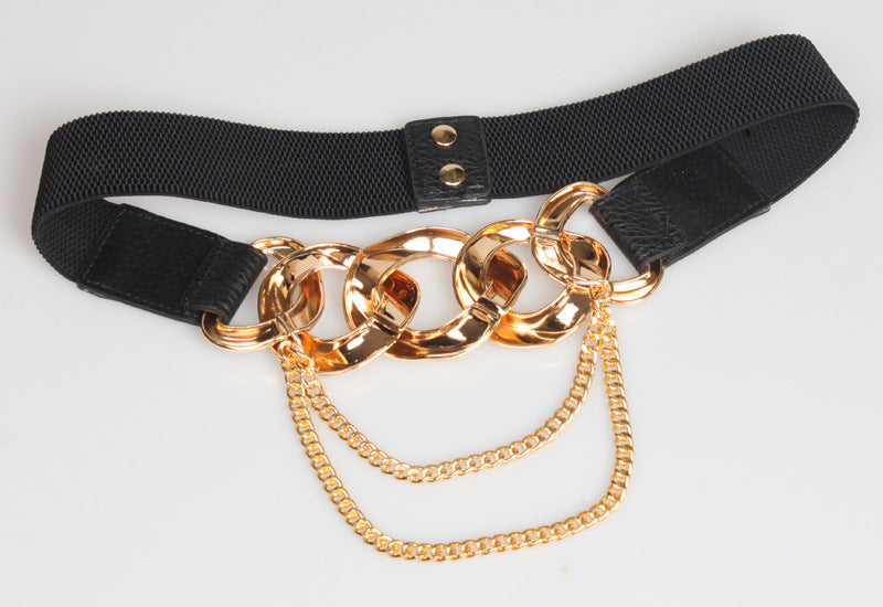 Chaîne Épaisse en Métal Ceinture pour Femme, Taille de Jupe Assortie Tendance, Ceinture Décorative Punk Noire