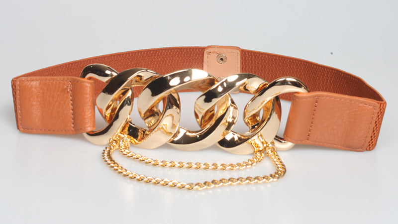 Chaîne Épaisse en Métal Ceinture pour Femme, Taille de Jupe Assortie Tendance, Ceinture Décorative Punk Noire