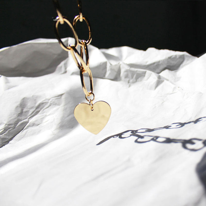 Cross-Border Jewelry Large Gold Chain European And American Metal Ins High-Quality Hip-Hop Love Pendant Necklace Chocker778