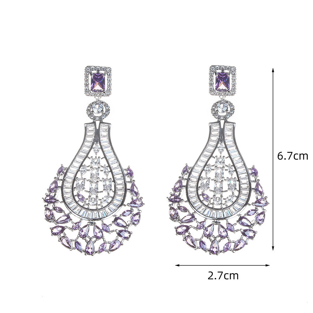 European And American Fashion Long Earrings Bohemian Zircon Earrings
