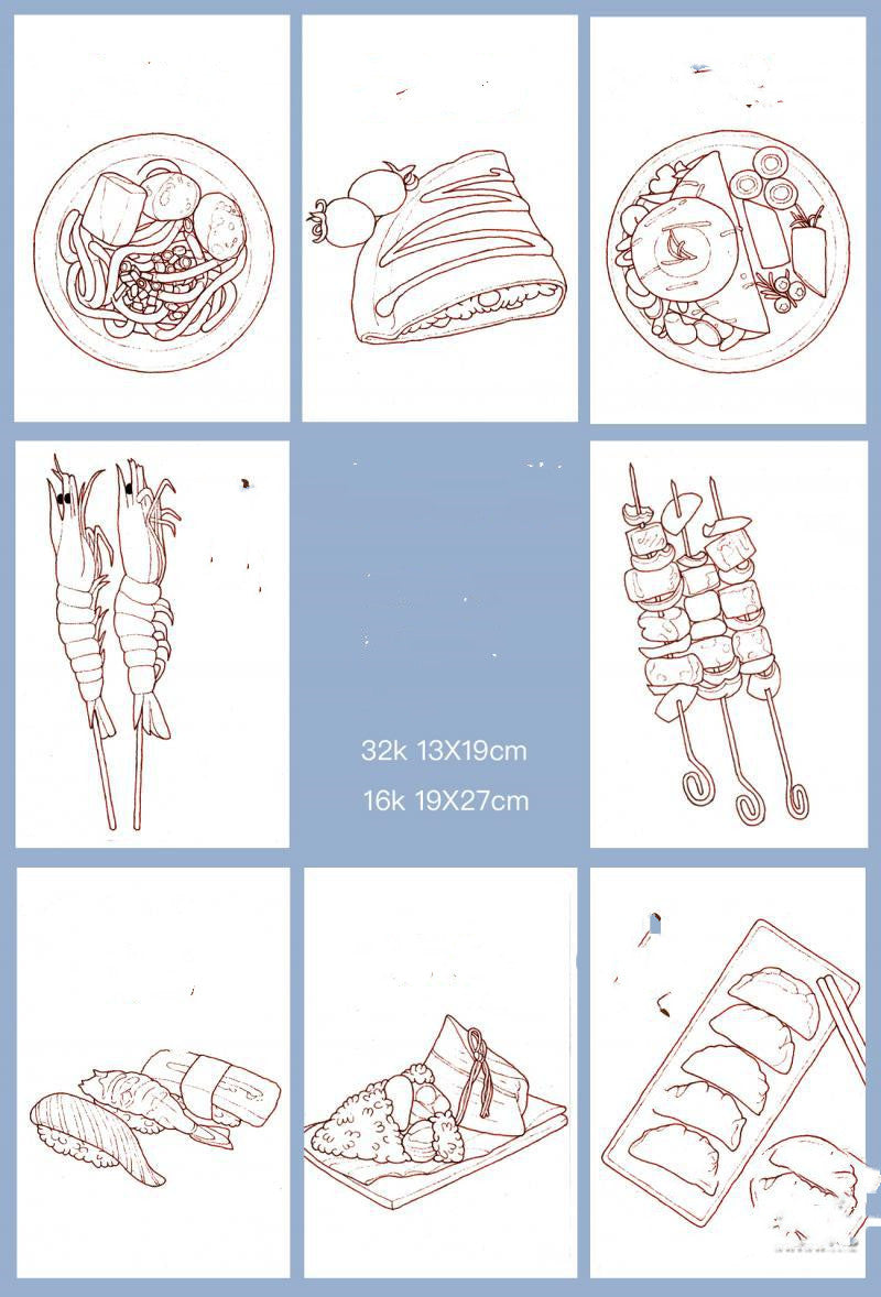 Watercolor Line Drafts And Color On Watercolor Paper
