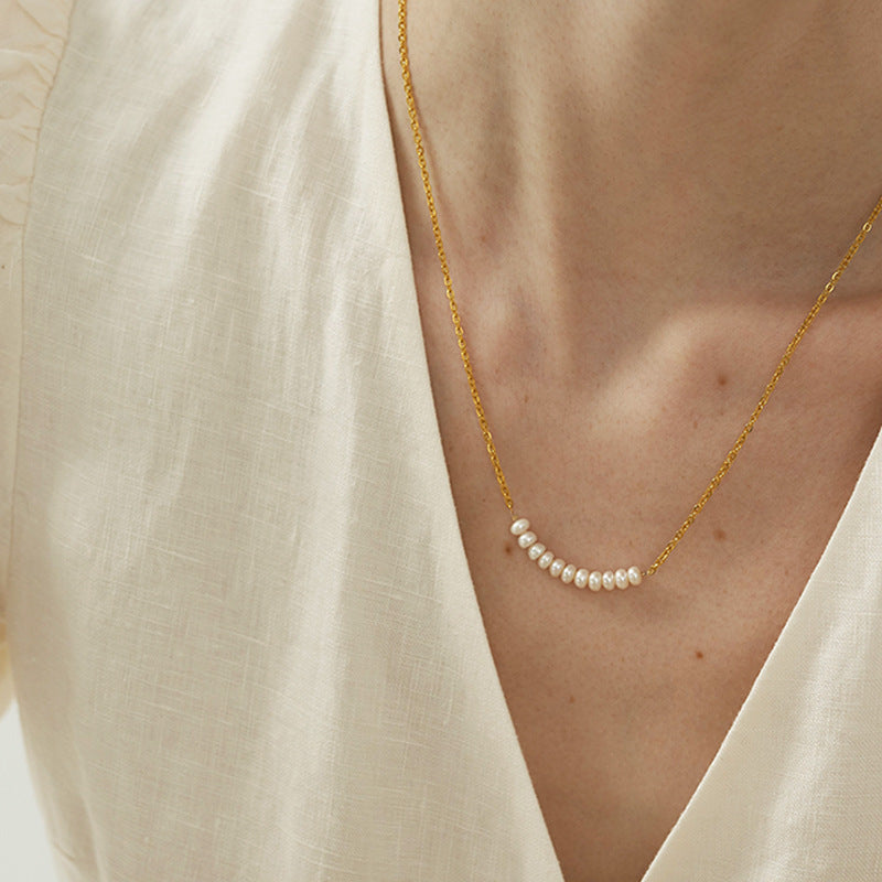 Simple Pearl Earrings Necklace Female Clavicle Chain