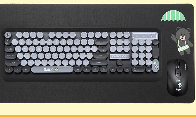 Happy Duck wireless keyboard and mouse set retro