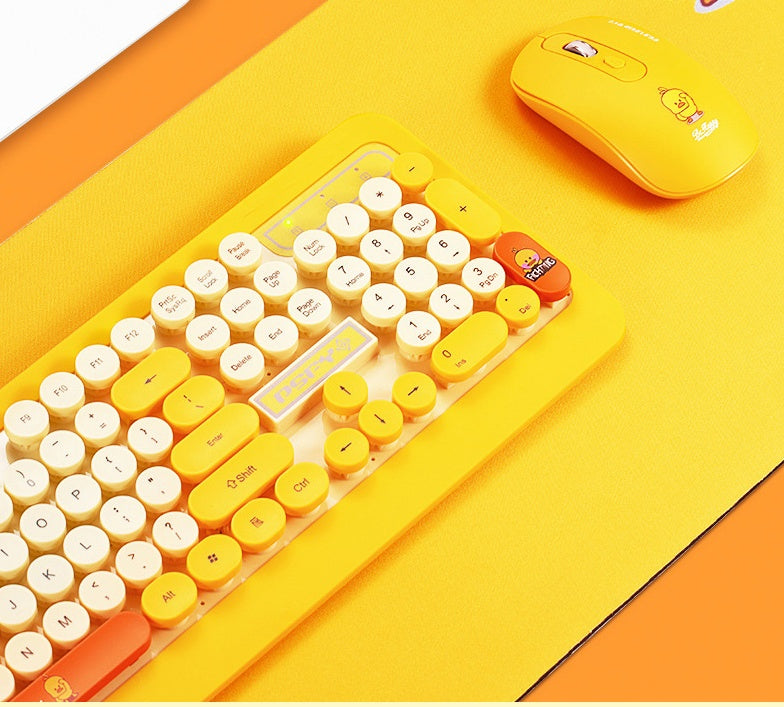Happy Duck wireless keyboard and mouse set retro