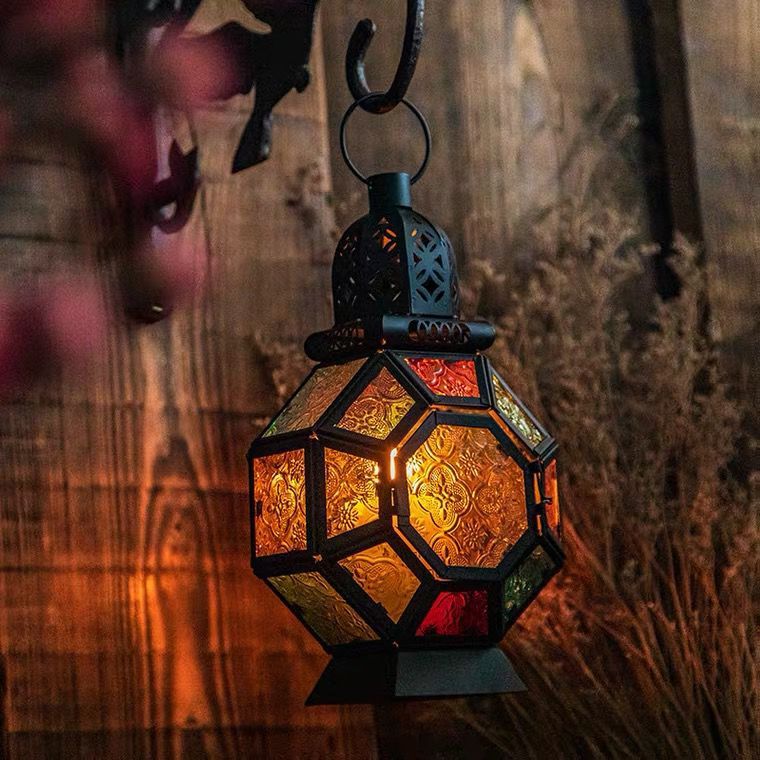 Photophore marocain portable en fer forgé
