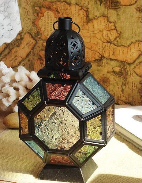 Photophore marocain portable en fer forgé