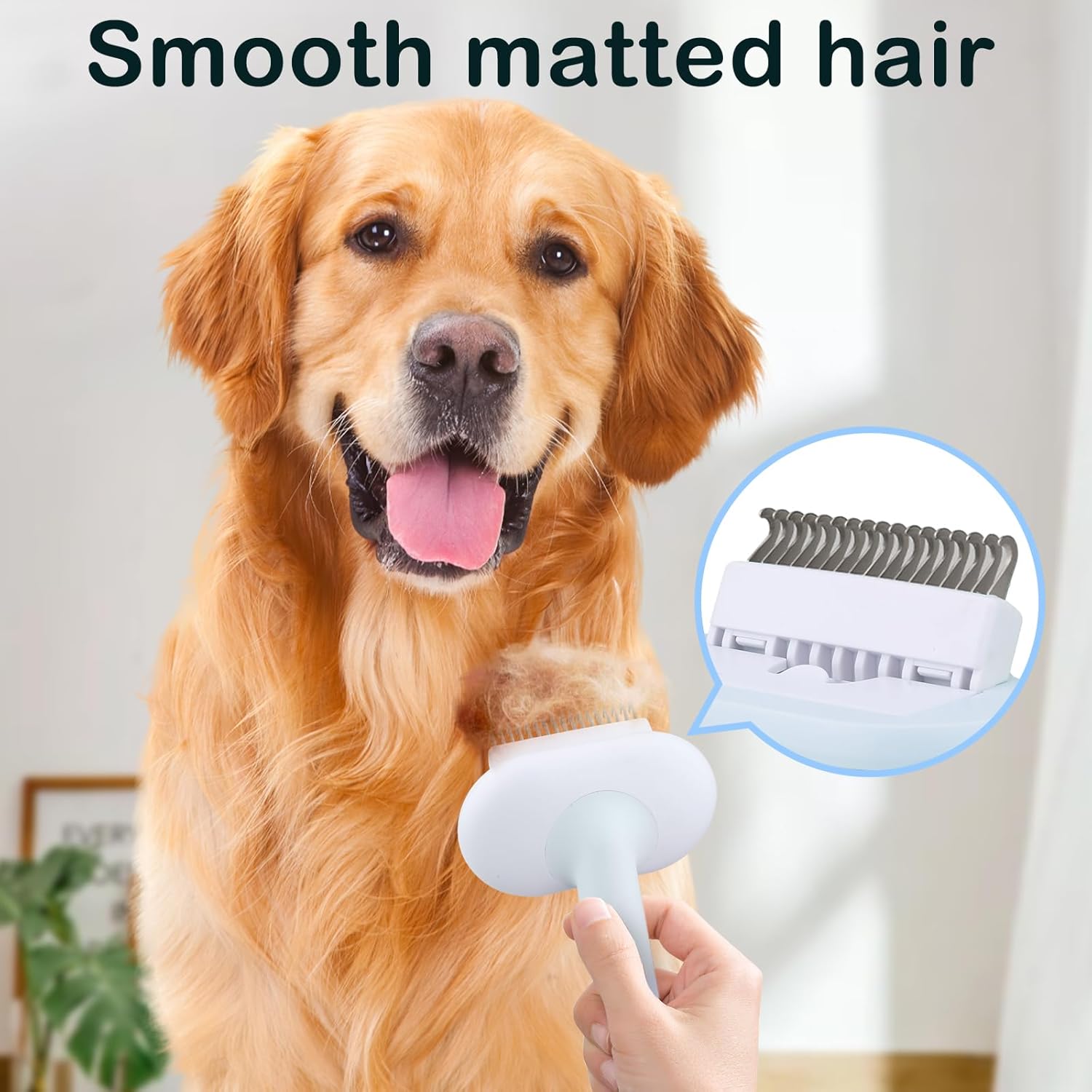 Brosse pour chat et chien 5 en 1 Kit de toilettage pour animaux de compagnie Brosse autonettoyante pour démêler les poils et enlever le sous-poil Peigne autonettoyant pour chats d'intérieur Brosses à poils d'animaux domestiques Ensemble multifonctionnel